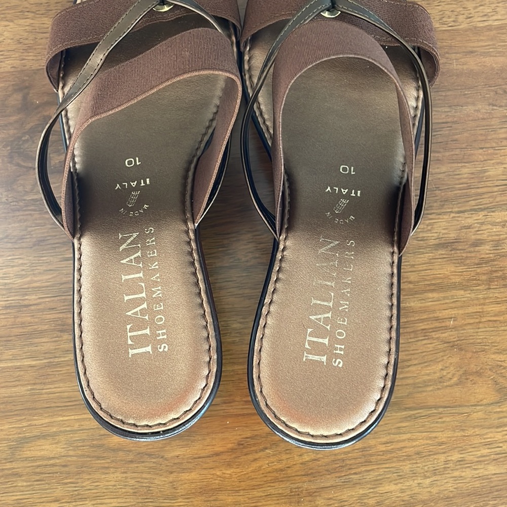 ITALIAN SHOEMAKERS ELASTIC WEDGE SANDALS - Picture 8 of 14